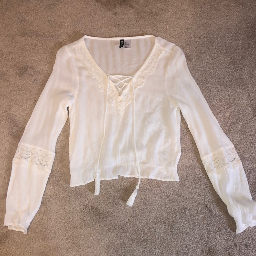 H&M long sleeve white top
